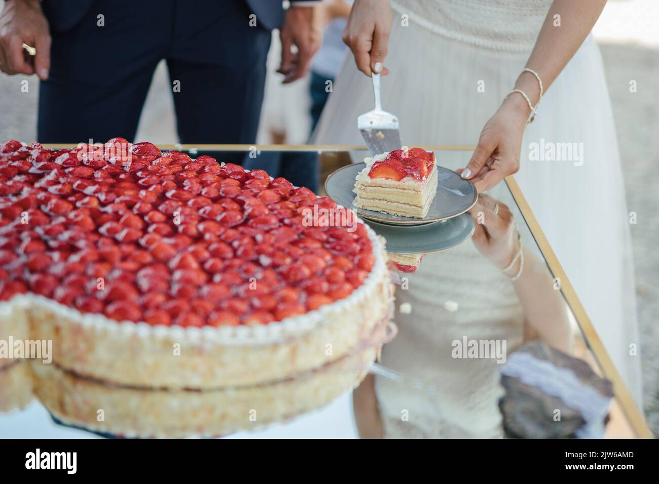 Bella torta di nozze di close-up Foto Stock