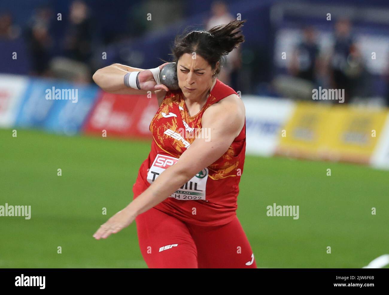 María Belén Toimil di Spagna Women's Shot Put Final durante il Campionato europeo di Atletica 2022 il 15 agosto 2022 a Monaco di Baviera, Germania - Foto Laurent Lairys / DPPI Foto Stock