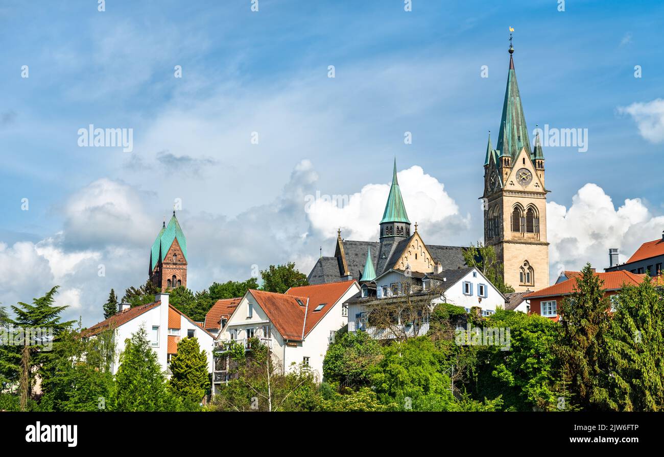Skyline della città di Bad Homburg vicino a Francoforte in Assia, Germania Foto Stock