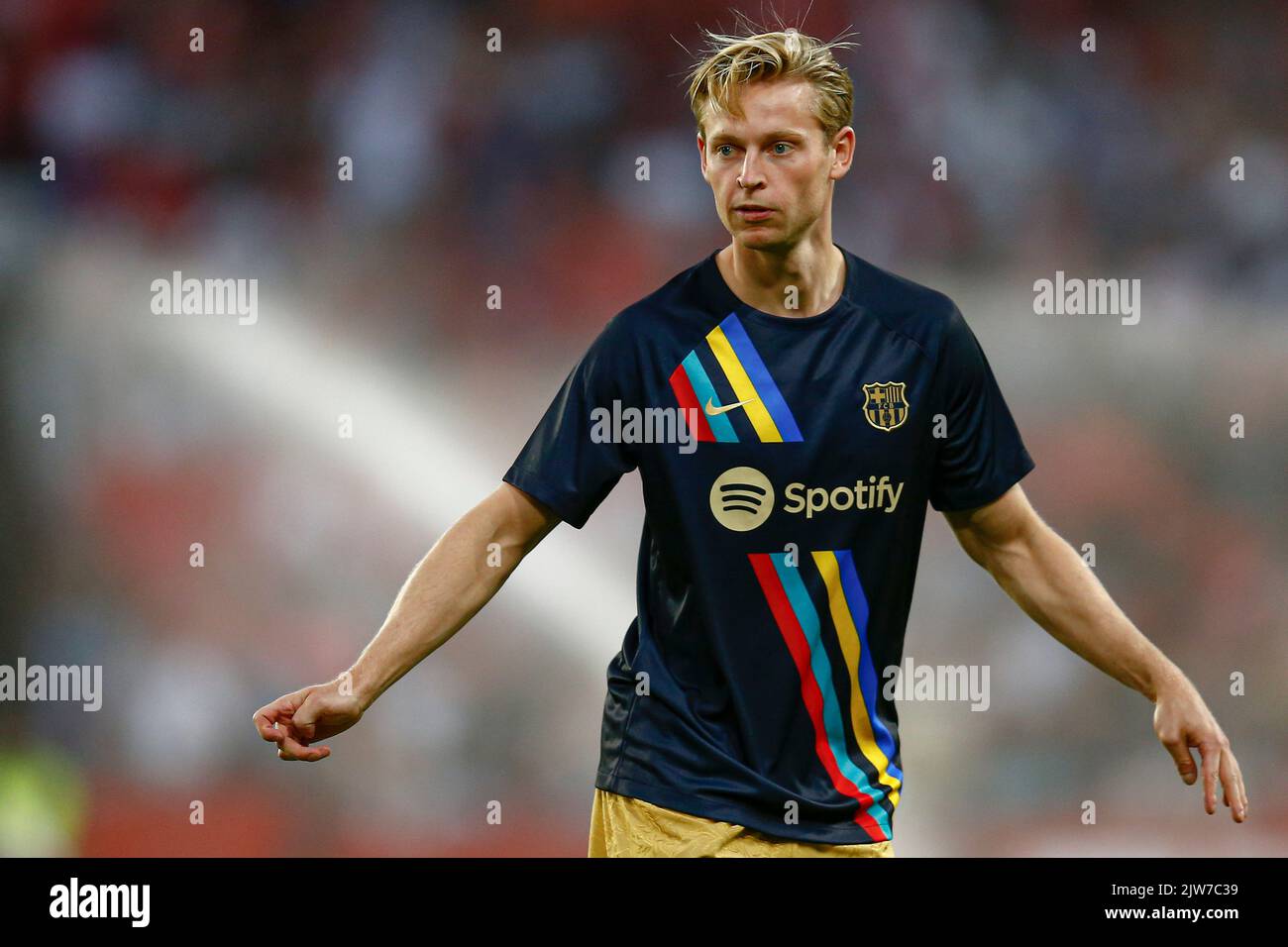 Frenkie de Jong del FC Barcelona durante la partita la Liga tra il Sevilla FC e il FC Barcelona giocata al Sanchez Pizjuan Stadum il 3 settembre 2022 a Siviglia, Spagna. (Foto di Antonio Pozo / PRESSIN) Foto Stock