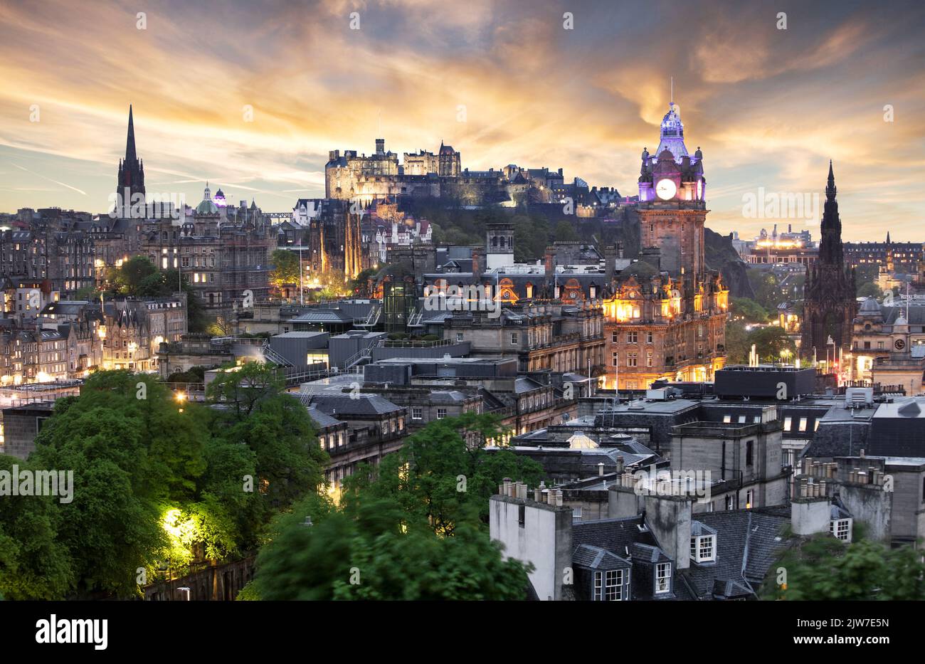 Scozia - panorama di Edimburgo dalla collina di Calton, Regno Unito Foto Stock