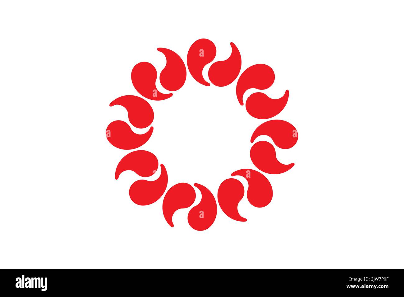 Bandiera della prefettura di Saitama (Giappone) - vettore, banda ornamentale ed è rappresentata da sedici perle ornamentali - magatama - disposte in cerchio Illustrazione Vettoriale