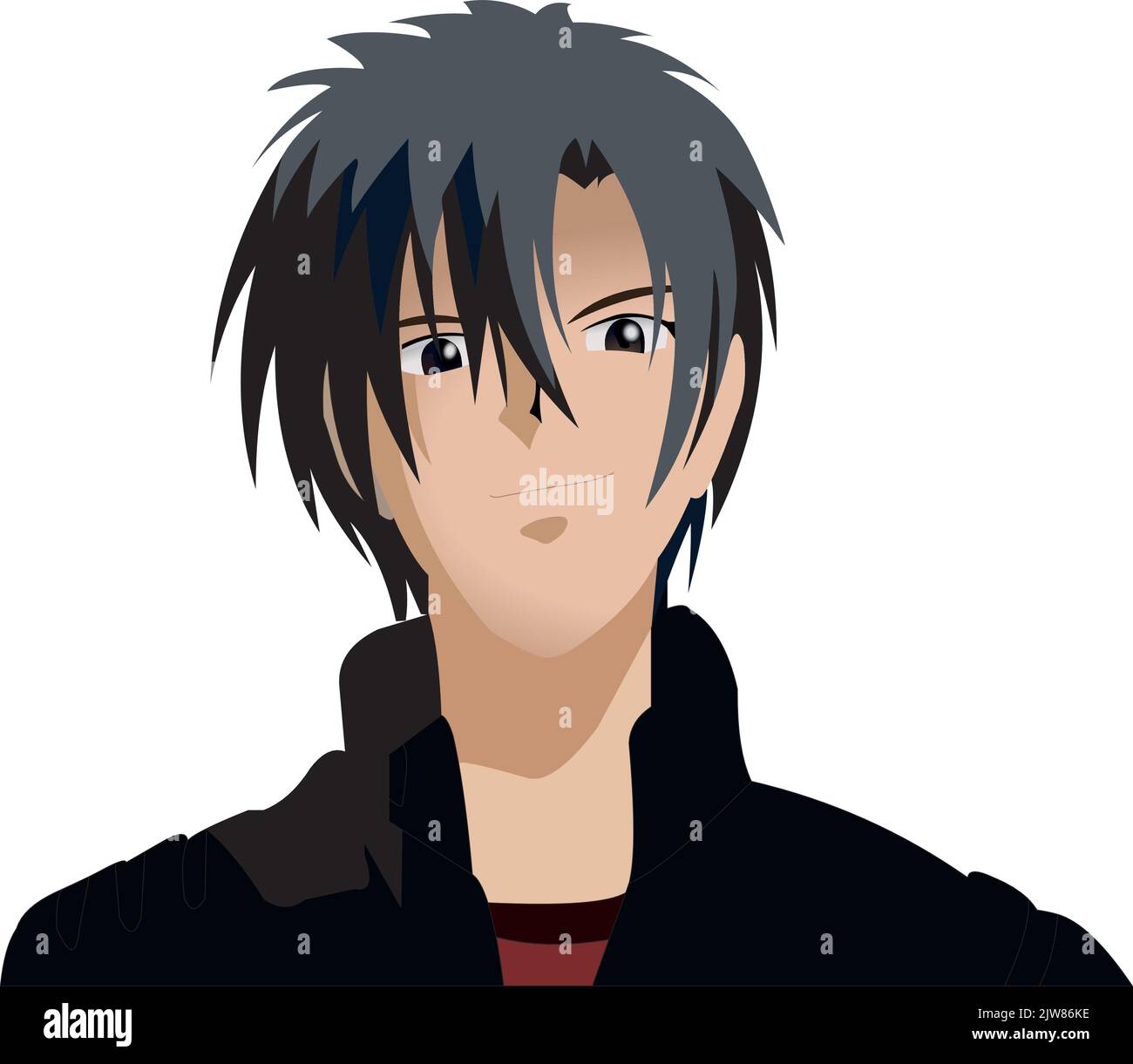 Un'illustrazione in stile anime manga di un giovane maschio attraente Illustrazione Vettoriale