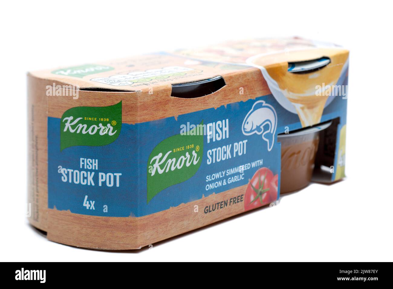Confezione da 4 Pot di scorta di pesce Knorr Foto Stock