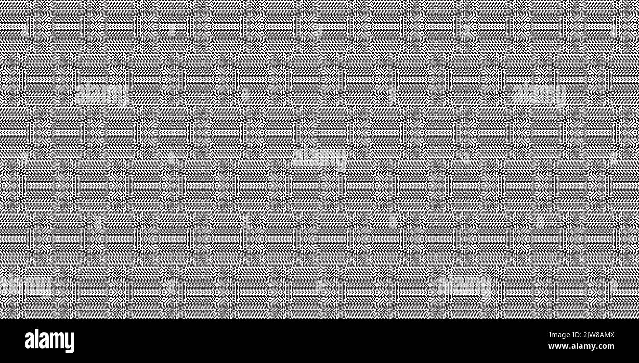 Monocromatico griglia geometrica pixel Art style sfondo moderno bianco e nero astratto mosaico texture Foto Stock