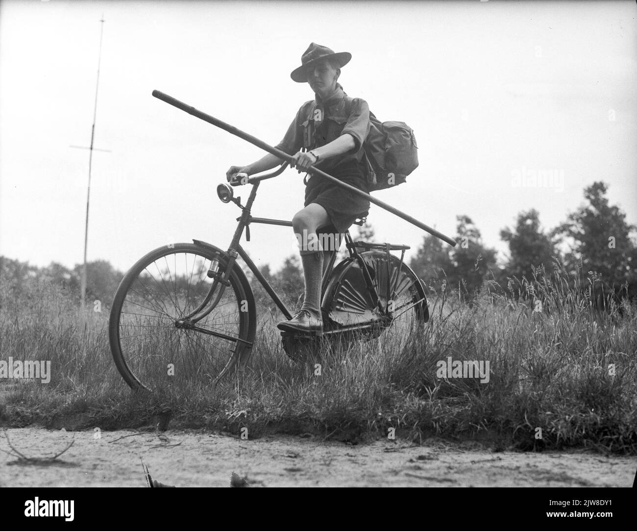 Immagine di uno scout in bicicletta nella zona di Leusden. Foto Stock