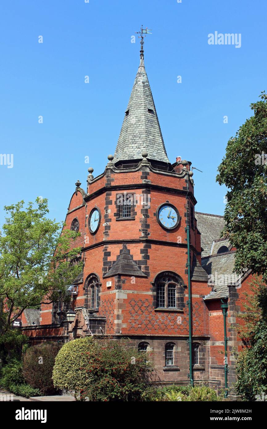 Port Sunlight Lyceum Clock Tower, Wirral, Regno Unito Foto Stock