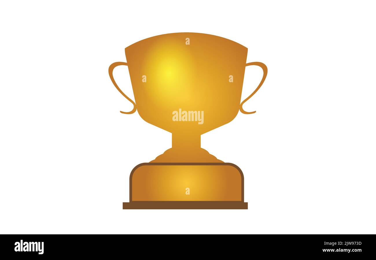 Coppa campione d'oro con ombra isolata su sfondo bianco Illustrazione Vettoriale