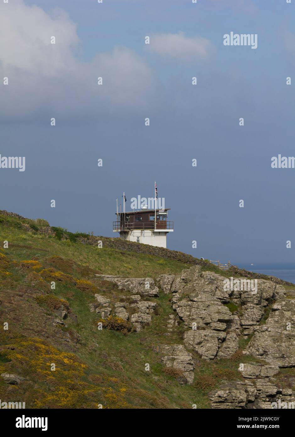 Bass Point Coastwatch Station, Lizard, Cornwall, Regno Unito. Presidiato dall'Istituto Nazionale di osservazione della costa. Foto Stock