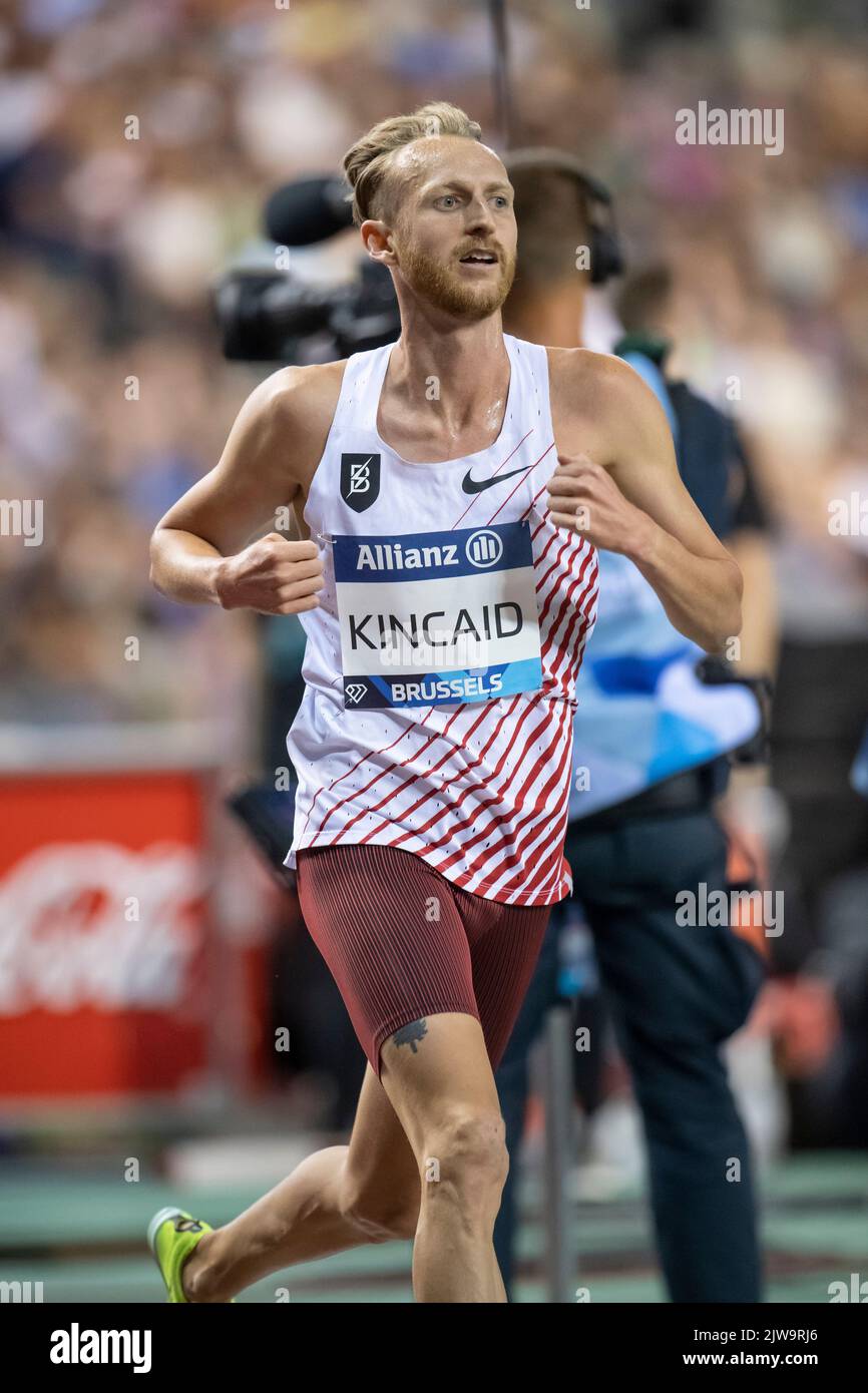 William Kincaid degli Stati Uniti gareggiando nel MEN's 5000m durante l'Allianz Memorial Van Damme 2022, parte della serie Diamond League 2022 al King Bau Foto Stock