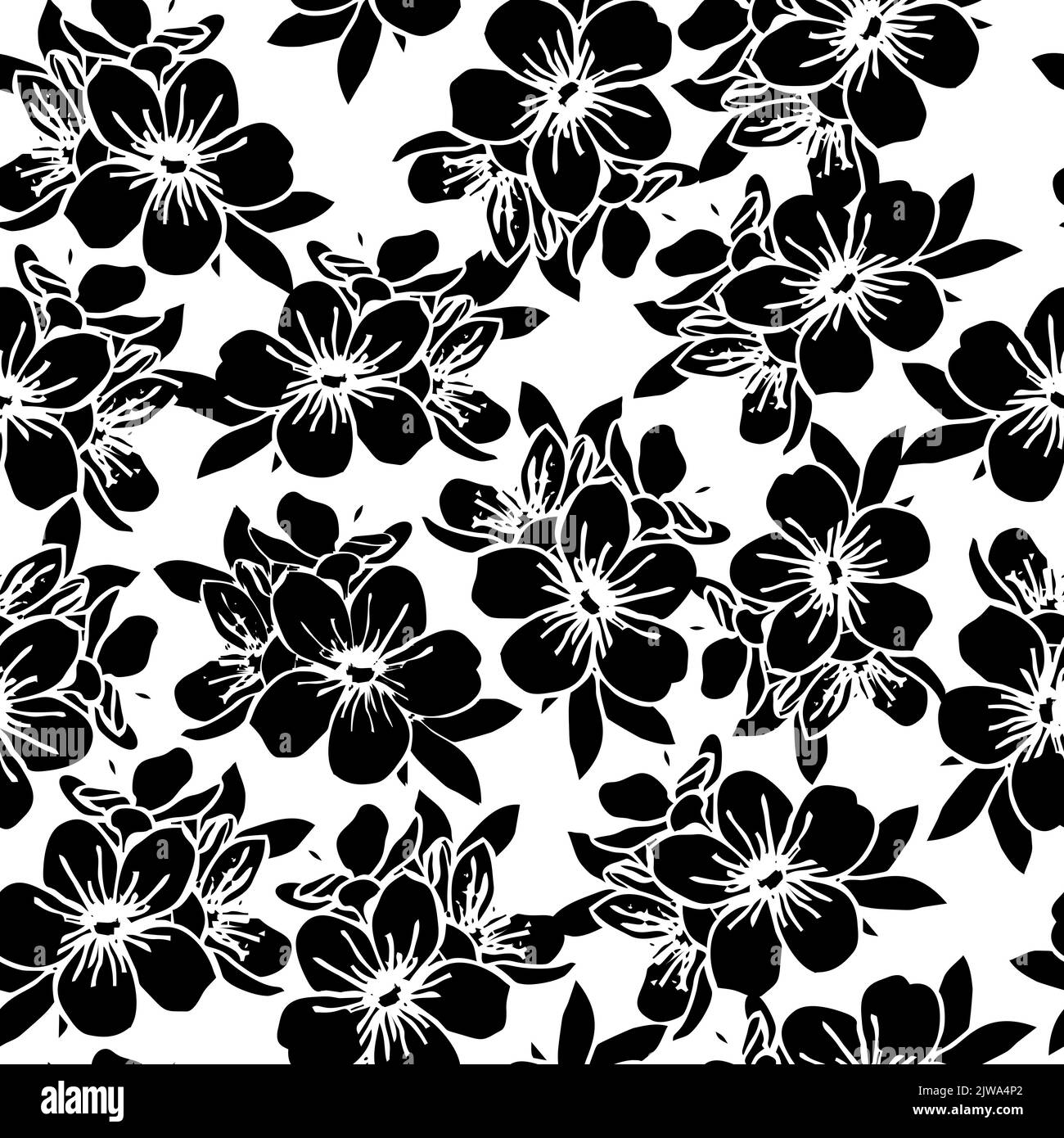 motivo floreale senza cuciture di fiori bianchi su sfondo grigio, texture, ripetizione pattern, design Foto Stock