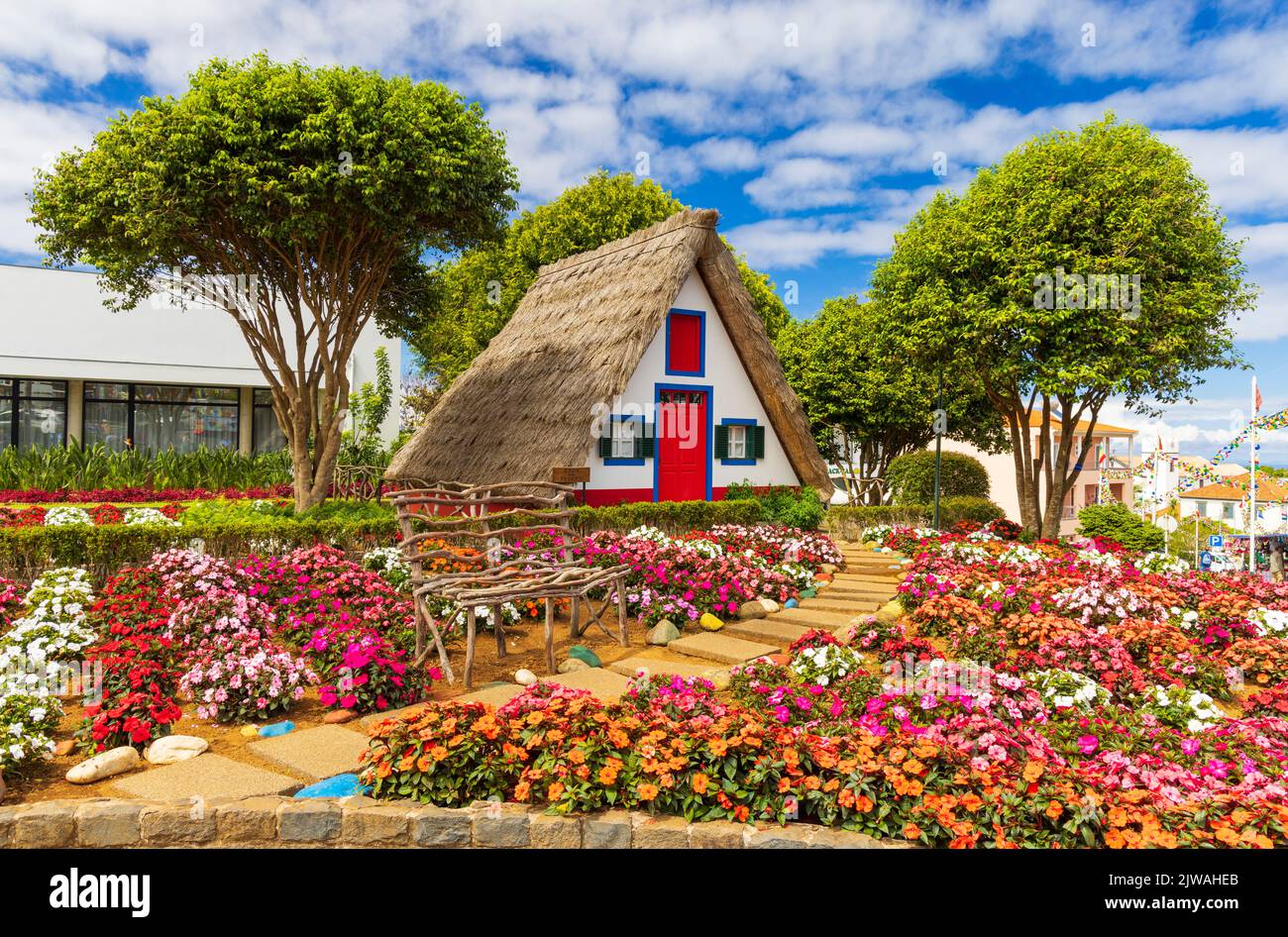 Casa tradizionale a Santana, Madeira, Portogallo Foto Stock