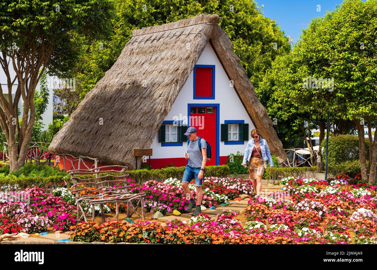 Casa tradizionale a Santana, Madeira, Portogallo Foto Stock