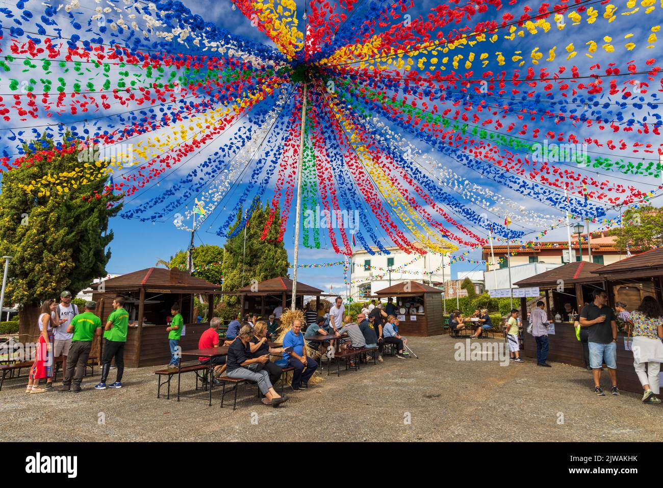 Santana decorata per il festival Madeira Day, Madeira, Portogallo Foto Stock