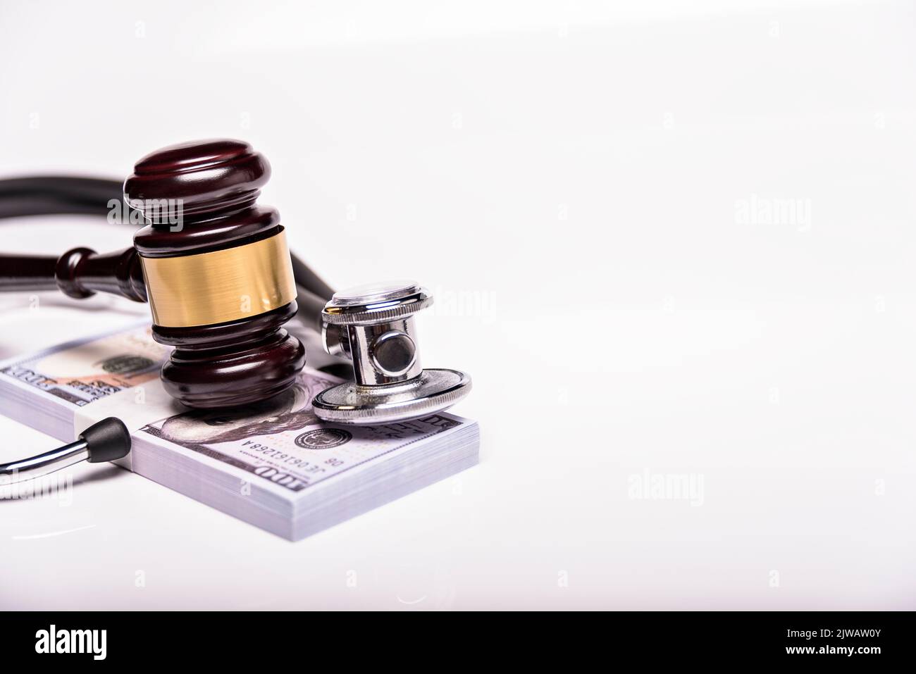 Concetto di rivendicazione legale per danni medici. Foto Stock