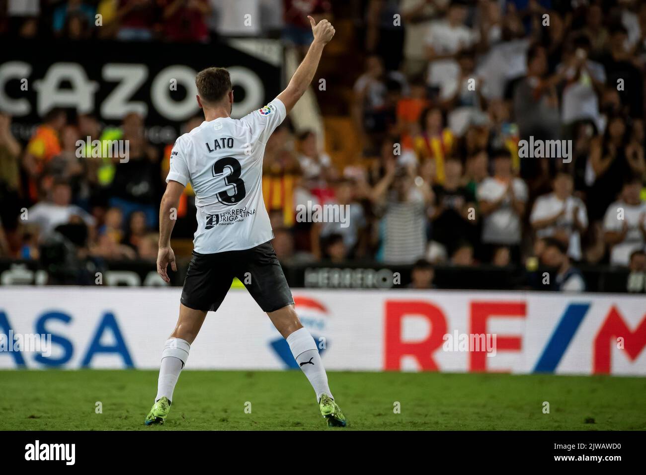 Valencia, Spagna, 4 settembre 2022. Toni lato di Valencia CF durign la Liga match tra Valencia CF e Getafe GF allo stadio Mestalla. Foto di Jose Miguel Fernandez /Alamy Live News ) Foto Stock