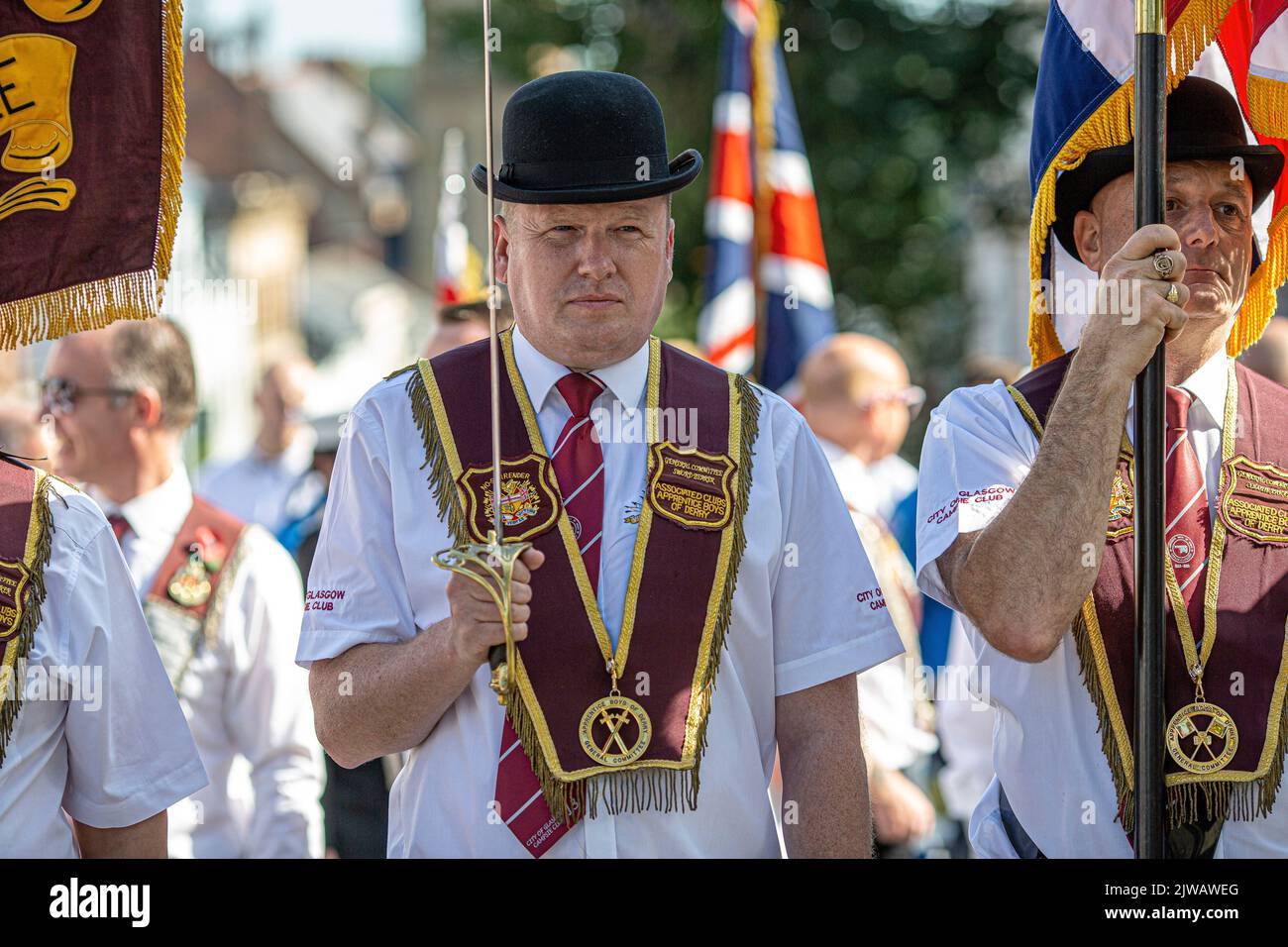 13 agosto 2022, Londonderry. 10.000 Apprentice Boys of Derry e 120 band hanno partecipato all'annuale Relief of Derry Parade, il più grande Ordine fedele par Foto Stock