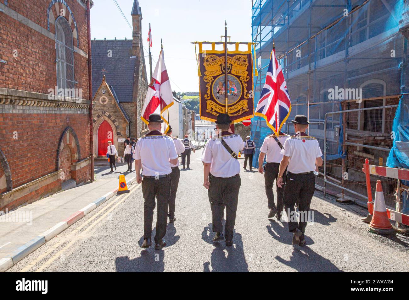 Londonderry, Regno Unito. 13 ago, 2022. Membri del Comitato Generale degli Apprentice Boys . Rilievo delle celebrazioni di Derry. Derry, Londonderry Foto Stock