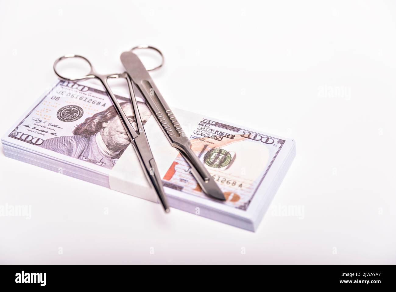 Concetto privato di affari di medicina. Pagamento per servizi medici. Foto Stock