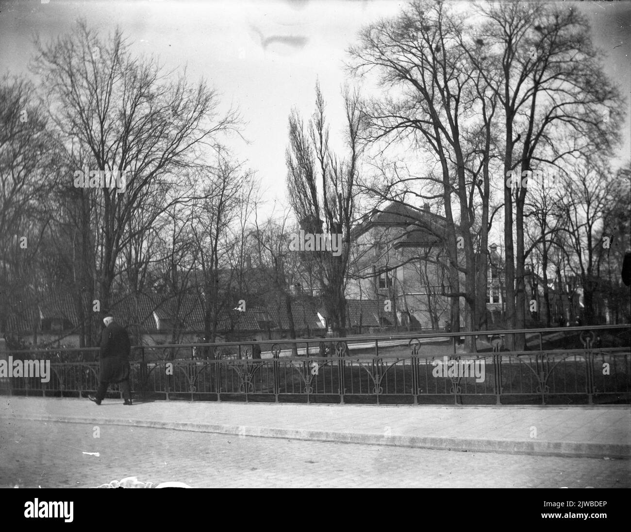 Vista delle facciate delle camere di Jan van der Meer (Hieronymusplantsoen) a Utrecht, dal Herenbrug, dal sud-est. Foto Stock