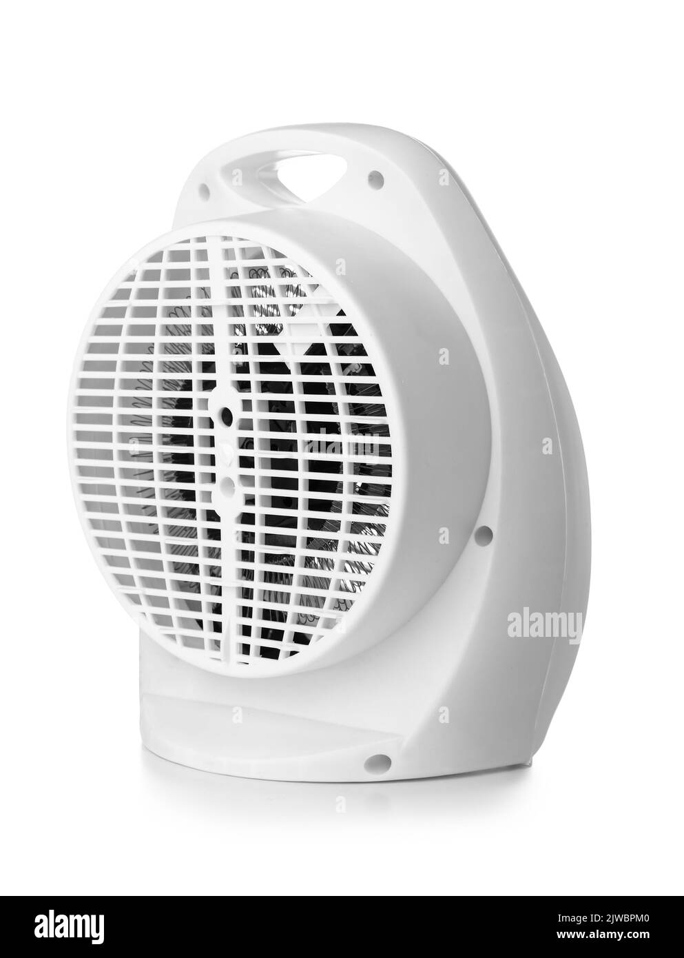 Ventilatore elettrico riscaldatore su sfondo bianco Foto Stock