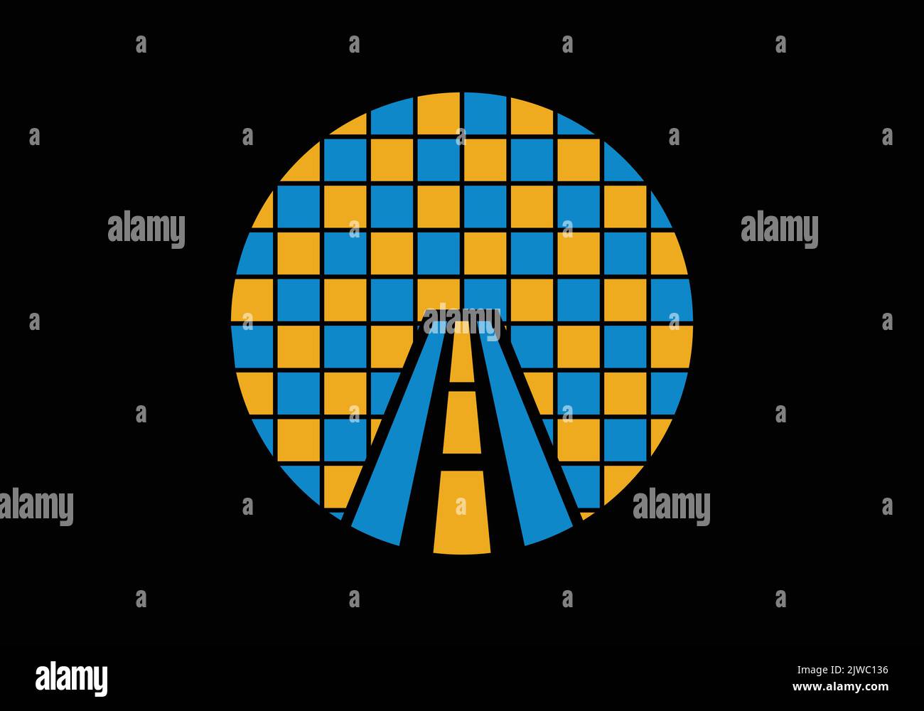 Modello di design con logo a forma di o digitale per blocchi stradali Illustrazione Vettoriale