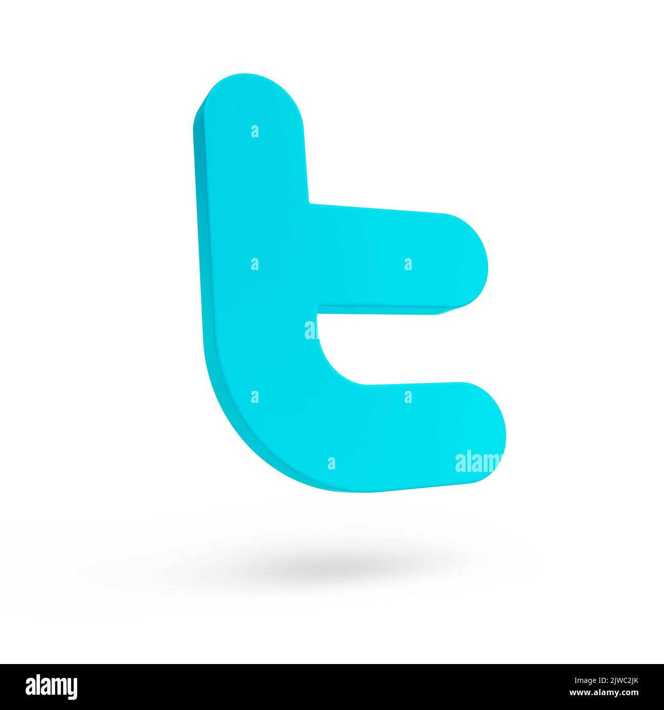 Twitter - realistico logo 3D social media fluttuante isolato su uno sfondo bianco con ombra - rendering 3D Foto Stock