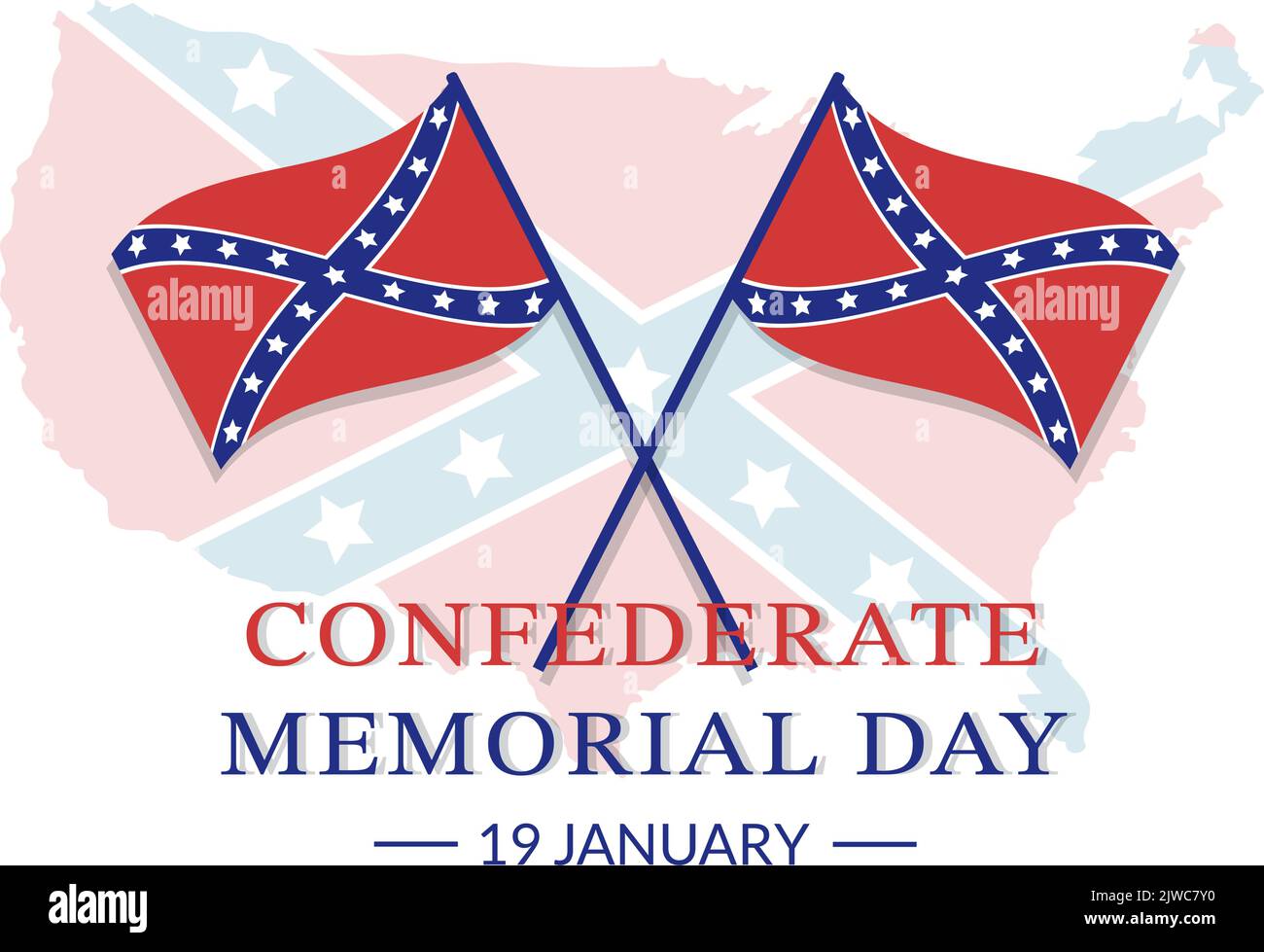 Modello Confederate Memorial Day modello realizzato a mano Cartoon Flat Illustrazione per i servizi di commemorazione dell'America con Flag Design Illustrazione Vettoriale