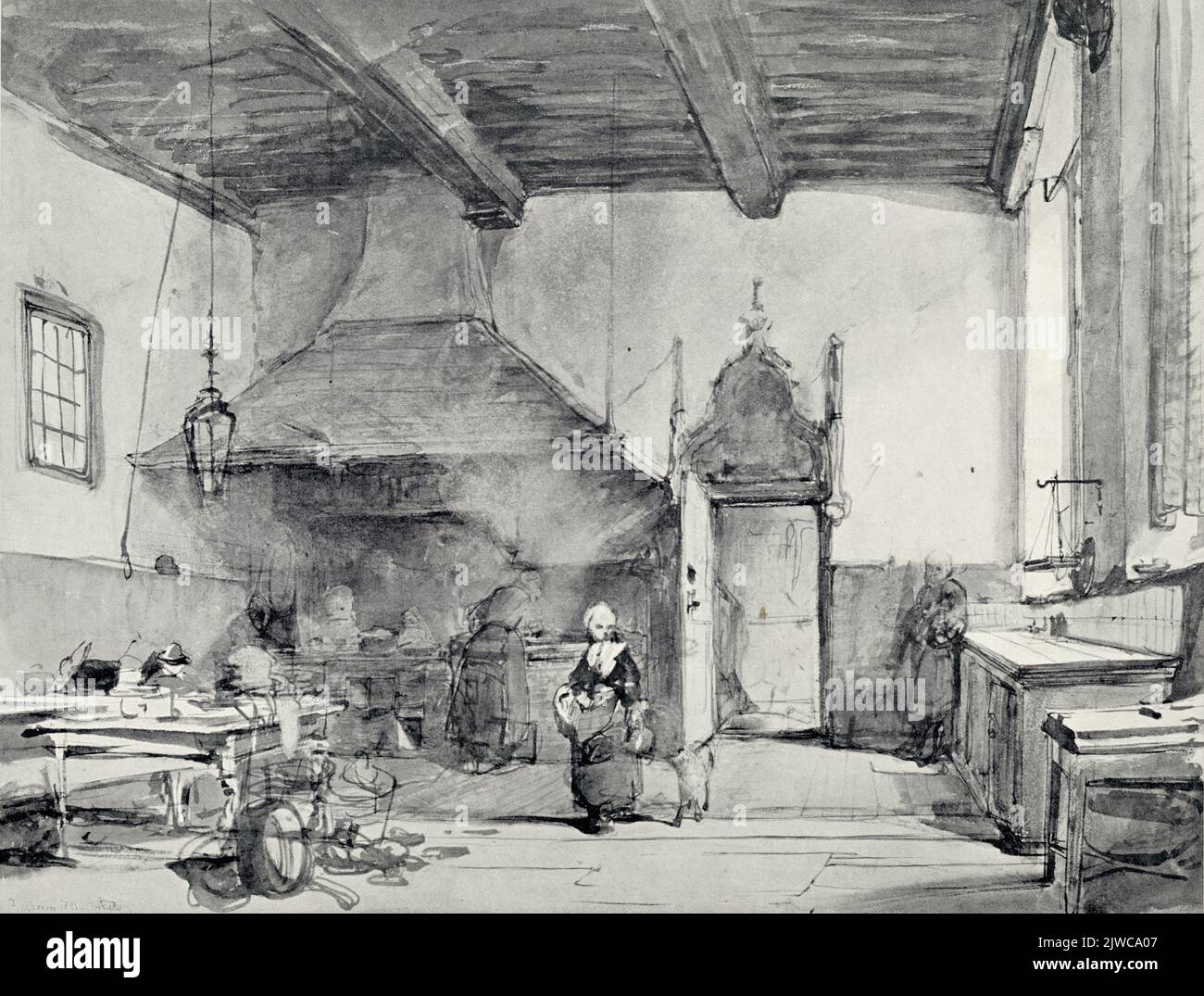 Interno della Huis Zoudenbalch sulla Donkerstraat (distretto e n° 422-422a) a Utrecht: De Keuken.n.b. L'indirizzo e 422-422A è stato modificato nel 1890 in Donkerstraat 15-19. Foto Stock