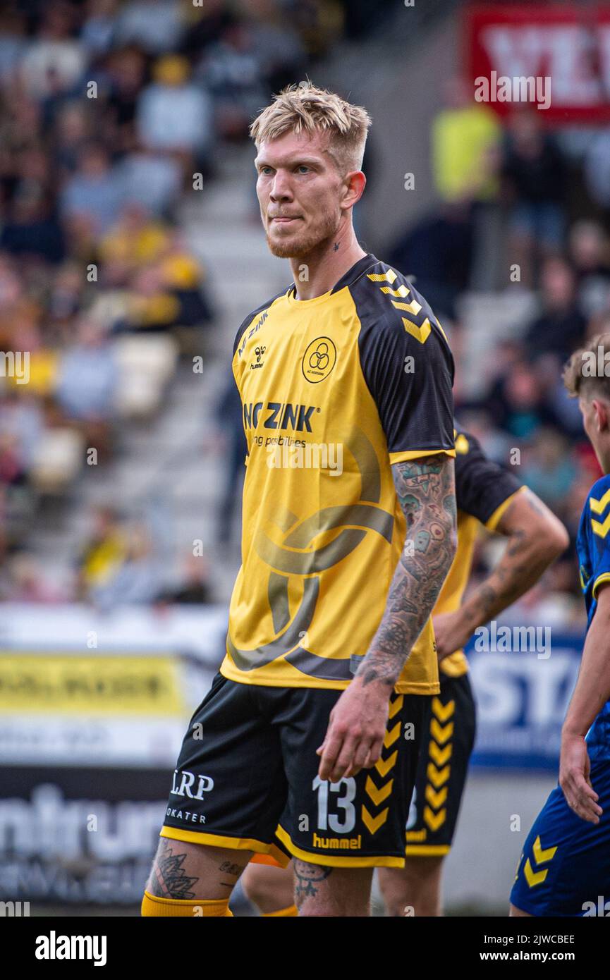 Horsens, Danimarca. 04th Set, 2022. Simon Makienok (13) di AC Horsens visto durante il Superliga match 3F tra AC Horsens e Broendby IF alla Casa Arena di Horsens. (Photo Credit: Gonzales Photo/Alamy Live News Foto Stock