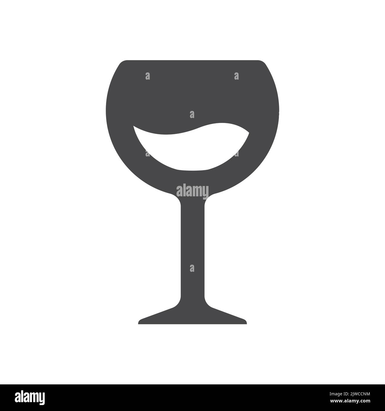 Icona vettoriale nero del bicchiere di vino. Simbolo pieno semplice. Illustrazione Vettoriale