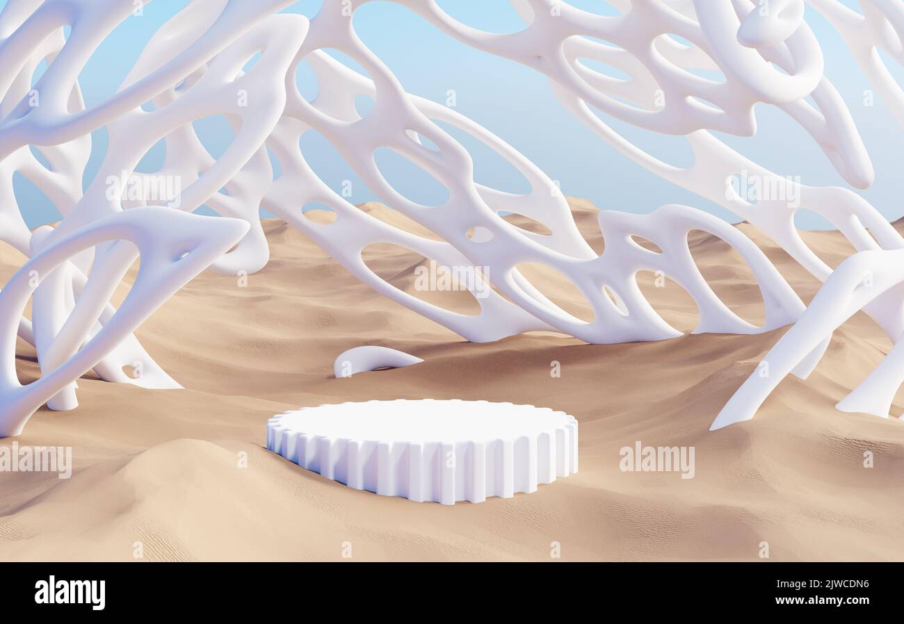 Paesaggio desertico surreale con emisfero bianco dalle forme organiche Foto Stock