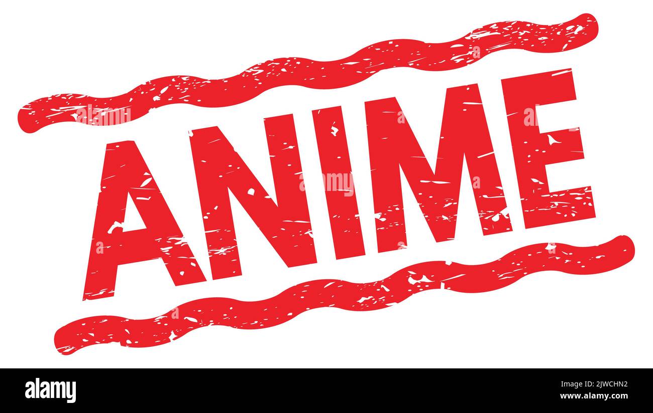 Testo dell'ANIME scritto su un segno di timbro con linee rosse. Foto Stock
