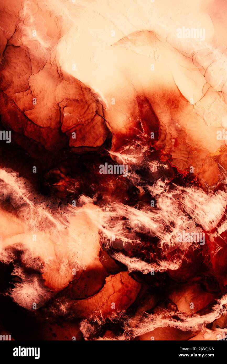 sfondo marmo rosso inchiostro acrilico esplosione acqua Foto Stock