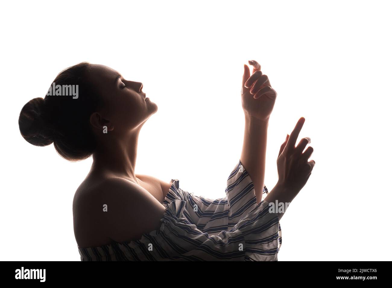 ricreazione pratica anima healing silhouette donna Foto Stock