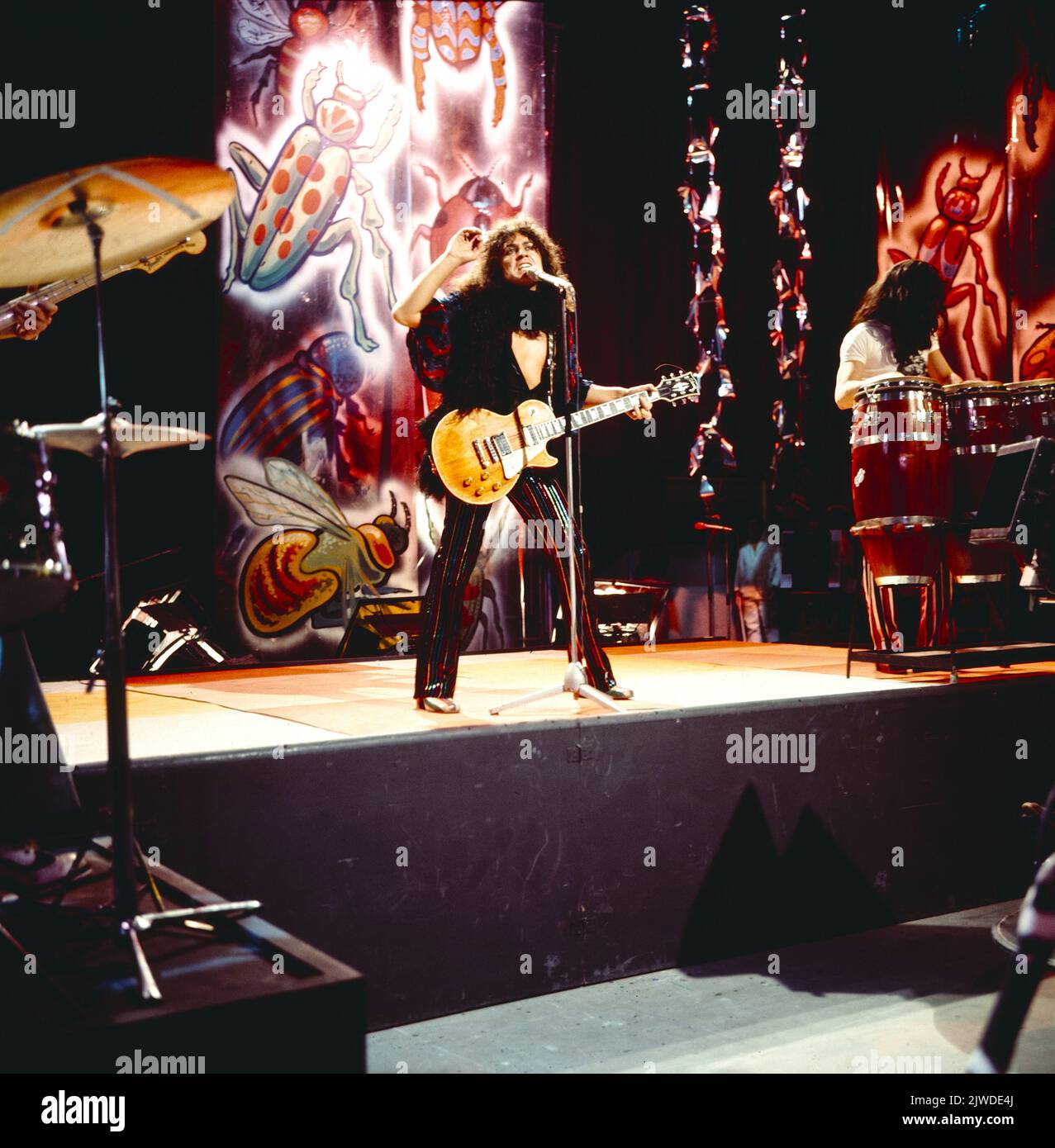 Rex, britische Glam Rock und Psychedelic Band mit Sänger Marc Bolan, Konzert, circa 1973. T. Rex, British Glam Rock and Psychedelic Band, con il cantante Marc Bolan, concerto intorno al 1973. Foto Stock