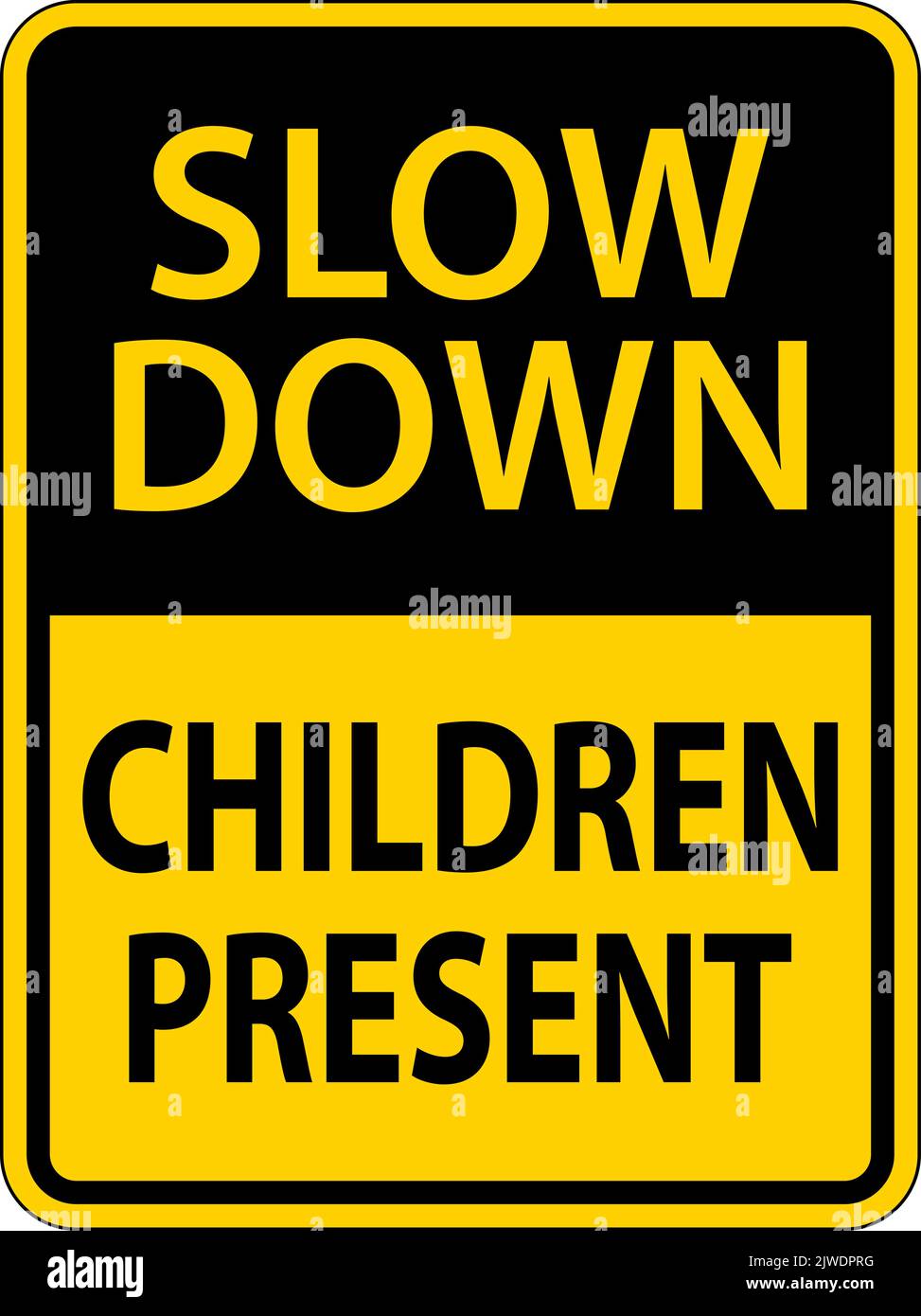 Slow Down Bambini presenti segno su sfondo bianco Illustrazione Vettoriale