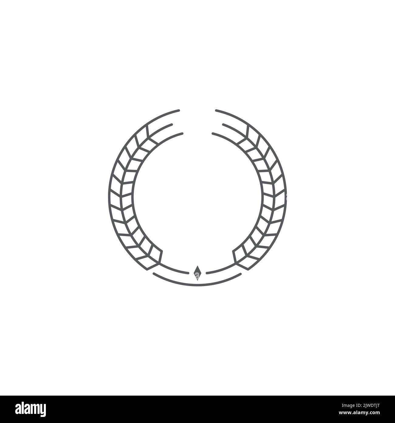 Corona di alloro floreali elemento araldico araldico, stemma logo decorativo Illustrazione Vettore, Arte e illustrazione della corona di alloro, rami di ulivo, simbolo di vittoria Illustrazione Vettoriale