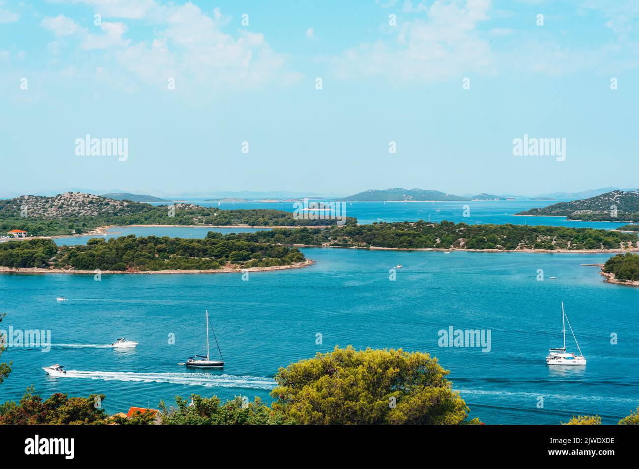 Bella vista delle isole Kornati, Murter, Croazia Foto Stock