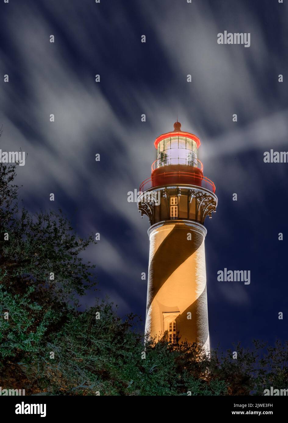Faro di Sant'Agostino di notte Foto Stock