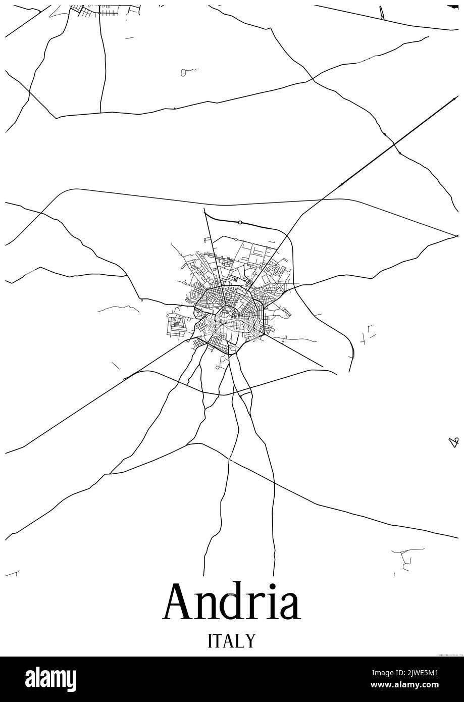 Mappa urbana in bianco e nero di andria Foto Stock
