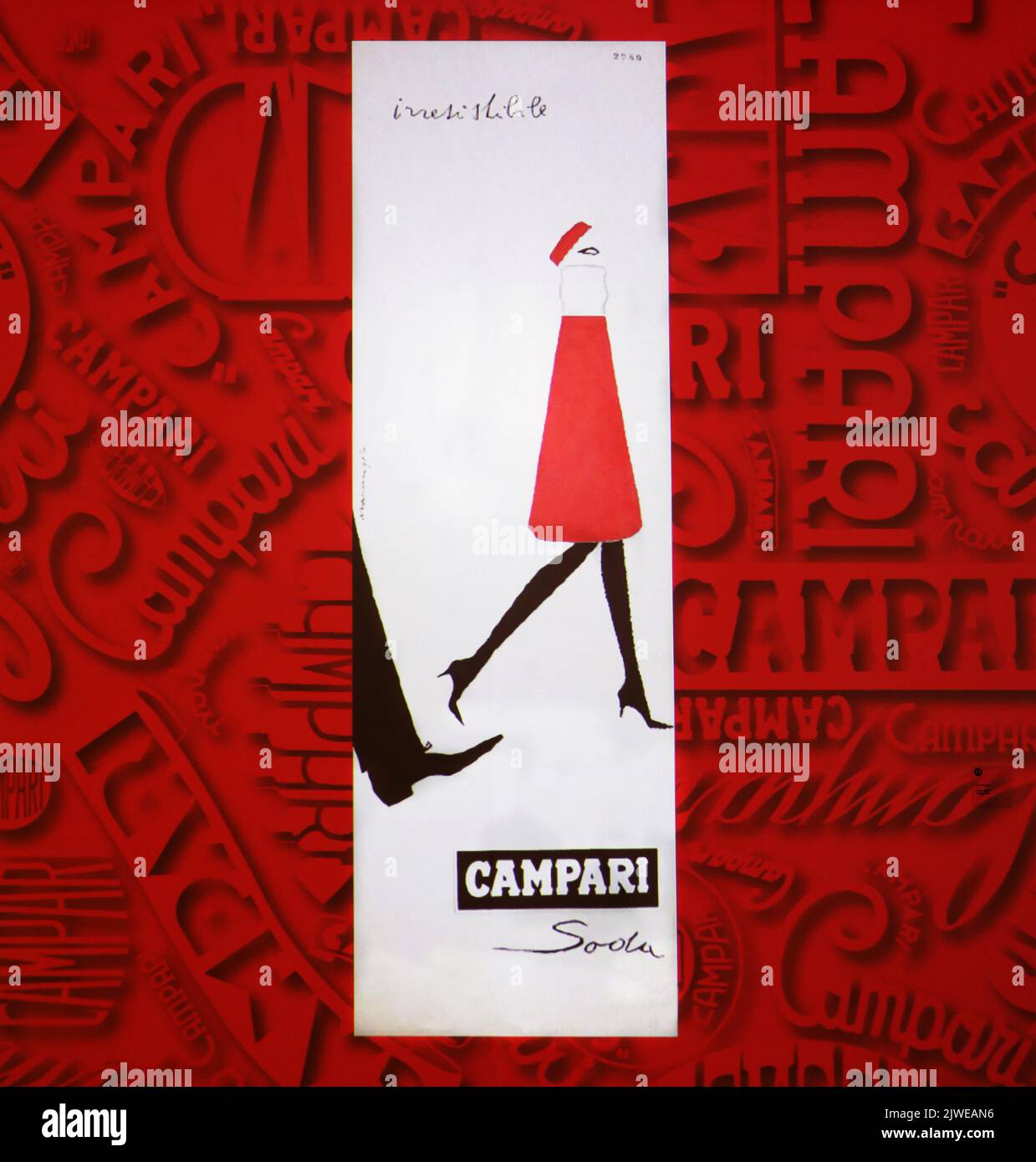 Pubblicità creativa vintage per Cordial Campari. Immagine scattata alla Galleria Campari vicino a Milano. Foto Stock
