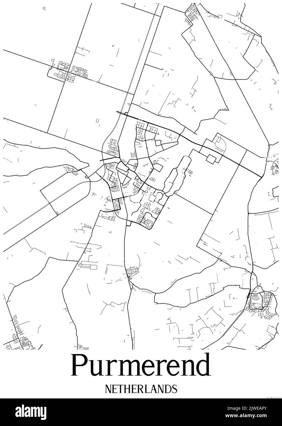 Mappa urbana in bianco e nero del purmerend Foto Stock