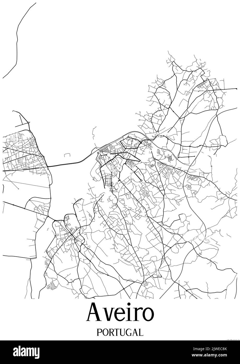 Mappa urbana in bianco e nero di aveiro Foto Stock
