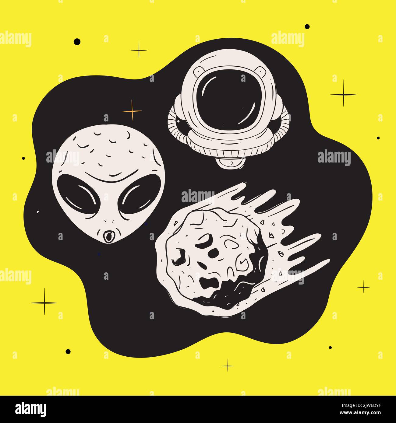 set di spazio retro Illustrazione Vettoriale