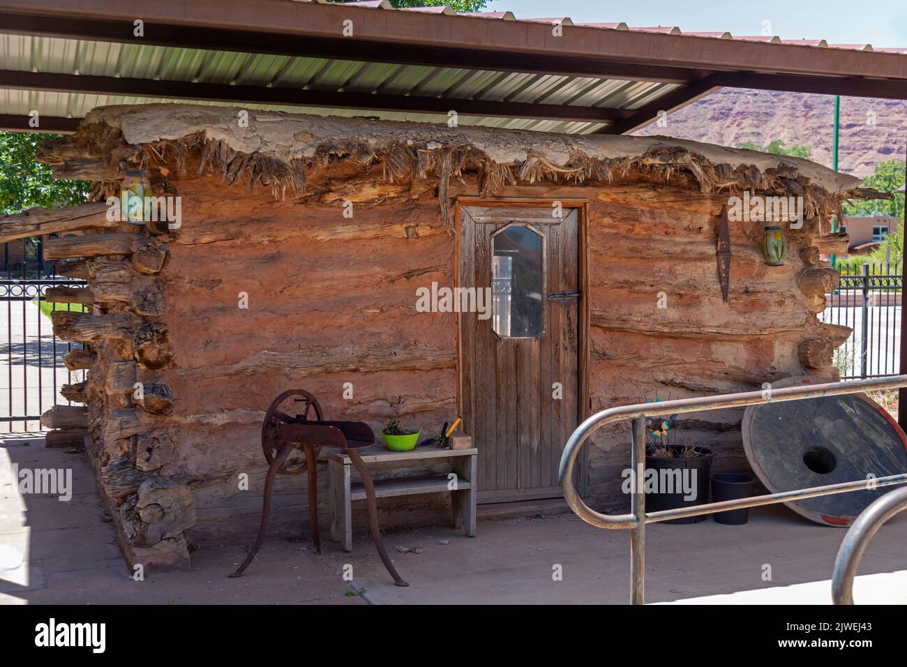 Moab, Utah - Museo delle Figlie dello Utah Pioneers. L'organizzazione conserva dozzine di siti storici in tutto l'ovest relativi ai mormoni W. Foto Stock