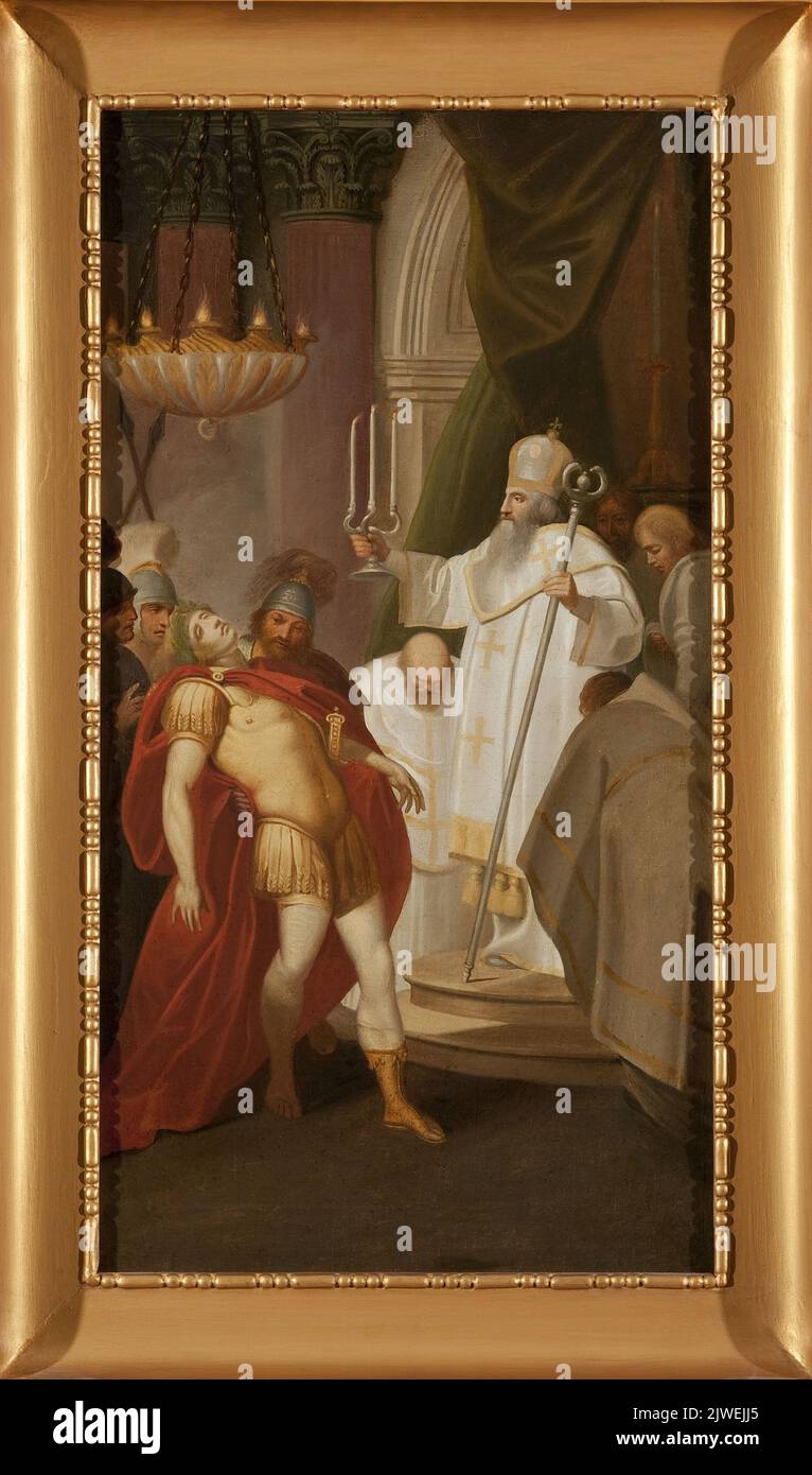 San Basilio e l'imperatore Valens. Sluglewicz, Franciszek (1745-1807), autore di un modello, Borowski, Gaspar (1785-post 1854), pittore Foto Stock