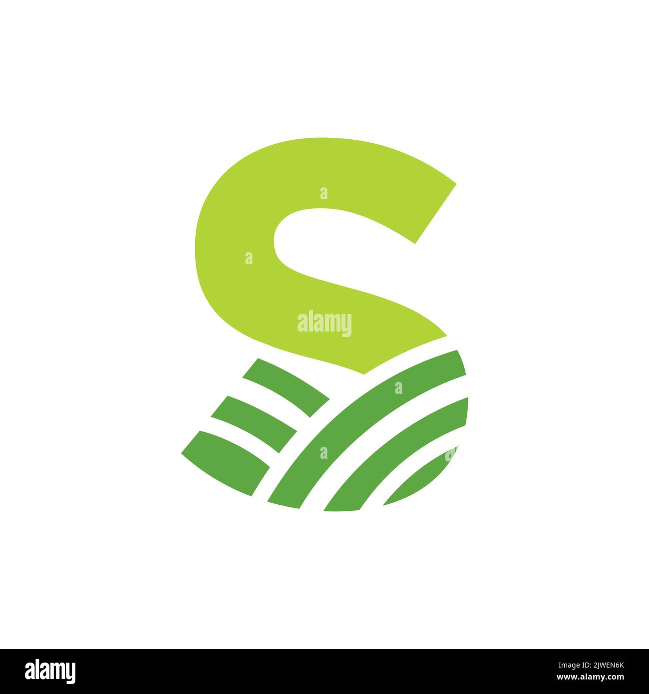 Logo della lettera S Agriculture. Logo agro Farm basato su alfabeto per panetteria, pane, torta, caffè, Pasticceria, Home Industrie Business Identity Illustrazione Vettoriale