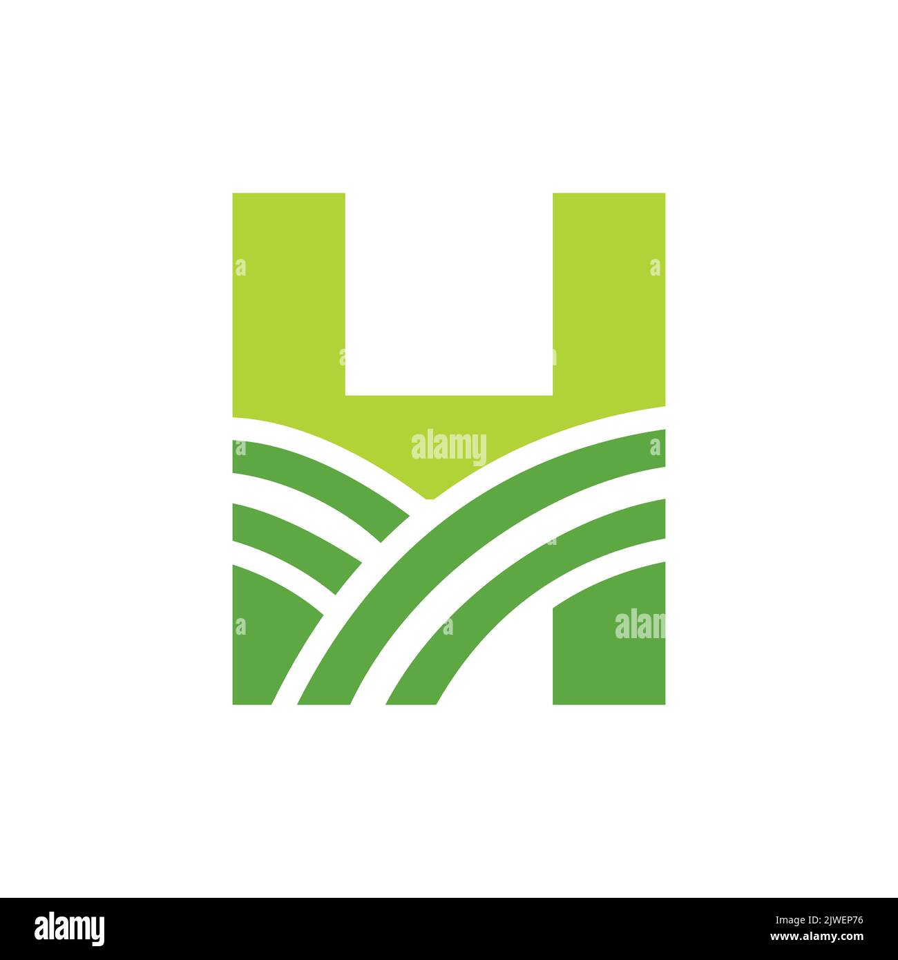 Lettera H Logo agricolo. Logo agro Farm basato su alfabeto per panetteria, pane, torta, caffè, Pasticceria, Home Industrie Business Identity Illustrazione Vettoriale