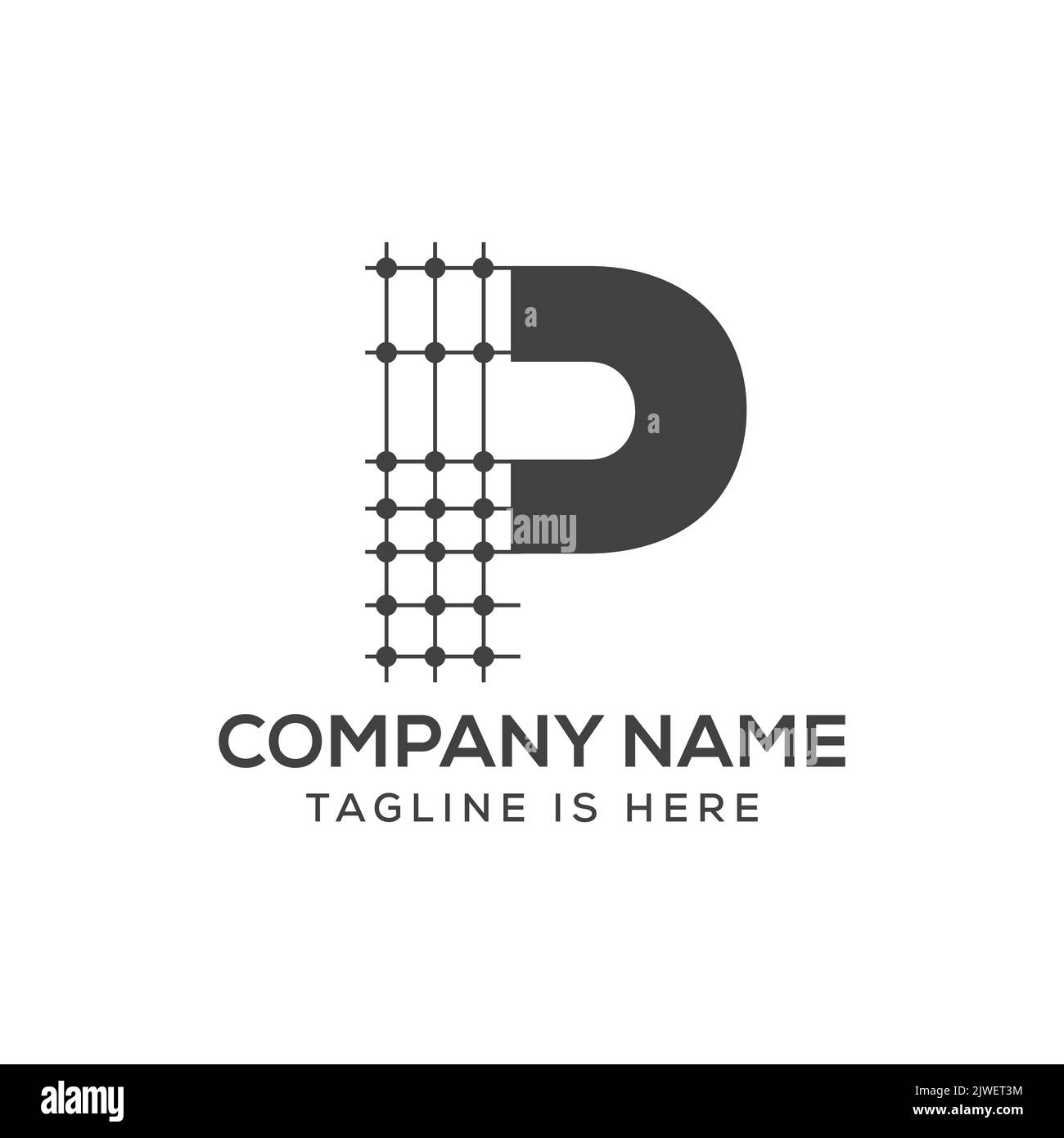 Design del logo dell'architettura Letter P. Modello vettoriale di Real Estate Icon, Architect and Construction Symbol Illustrazione Vettoriale